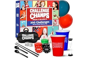 Challenge Champs Action Party Game – 200 Skill Challenges for Team Building, Family Game Night | Complete Set for Adults, Teens, Kids 8+ with 10+ Accessories | Competitive Group Activity