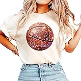 Faux Glitter Basketball Shirt for Women and Teens Girly Game Day Bball Tee