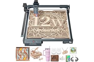ATOMSTACK 12W Laser Engraver, A10 PRO V2 Laser Cutter, 0.06mm High Accuracy Laser Engraving Machine for Wood and Metal, Dark Acrylic, Glass, Leather, Engraving Area 15.7 "x15.7"