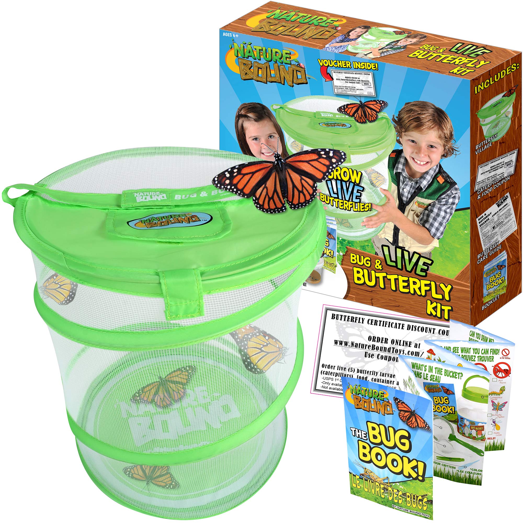 Nature Bound Butterfly Growing Habitat Kit- Green Pop-Up Cage 12-Inches ...