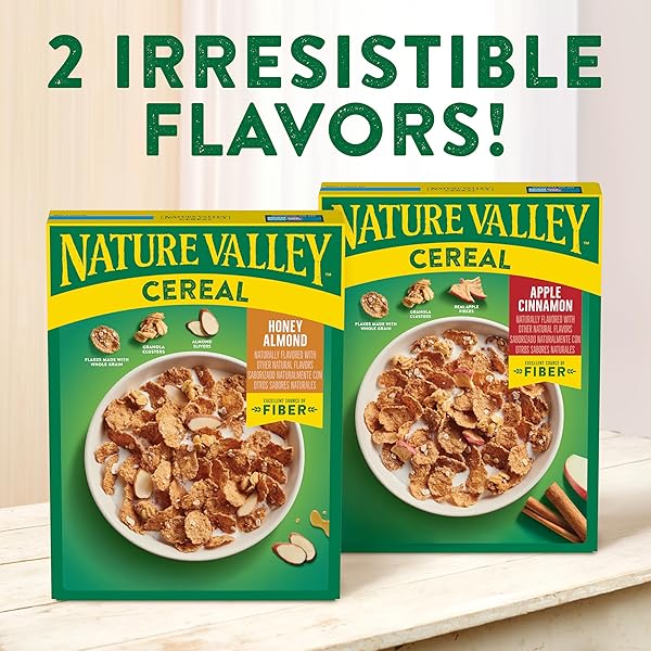 NATURE VALLEY APPLE CINNAMON BREAKFAST CEREAL WITH FLAKES, GRANOLA CLUSTERS AND REAL APPLE PIECES, EXCELLENT SOURCE OF FIBER, 14.5 OZ