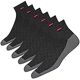 NAVYSPORT Men's Quarter Socks 9-12 10-13 Cotton Socks for Running, Training, Casual Wear, Pack of 6 (9-12 10-13, Black/ Grey )