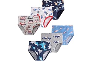 NAIVETE Baby Soft Cotton Underwear Little Boys Dinosaur Briefs Toddler Shark Undies Children Truck Panties(Pack of 6)