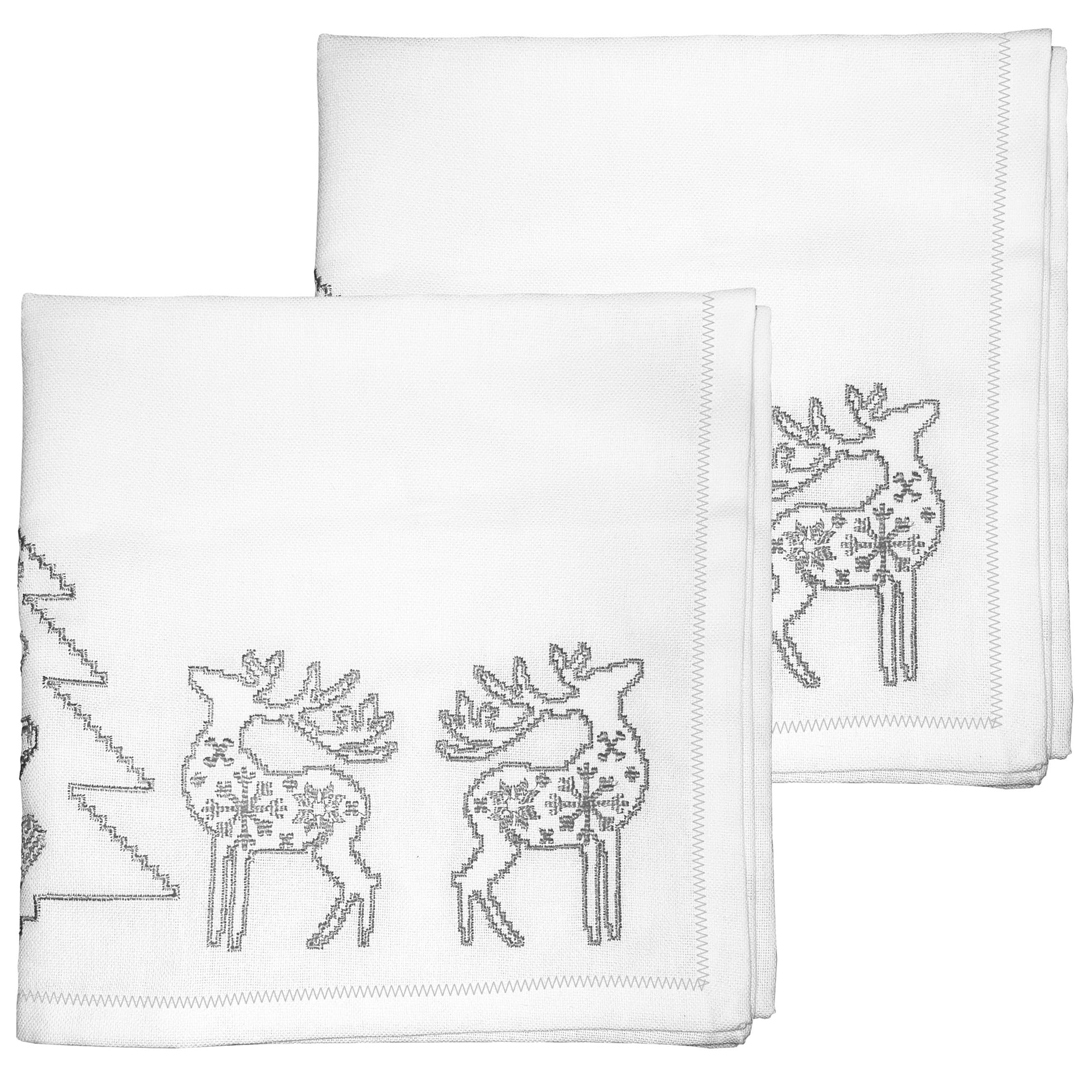 Ragged Rose Christmas Napkin - Cotton Napkins for Christmas-Themed Dining Table Setting & Silverware - Embroidered Silver Napkins Gift Wrapped Cloth Napkins Set of 4-40 cm x 40 cm — image 1