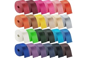 Windyun 24 Rolls Nylon Webbing 1/1.5 Inch Wide Heavyweight Nylon Strap 3.3 Yard 24 Colors Webbing Strap DIY Craft Gear Repair, Pet Collars, Pet Leash, Backpack, Gardening