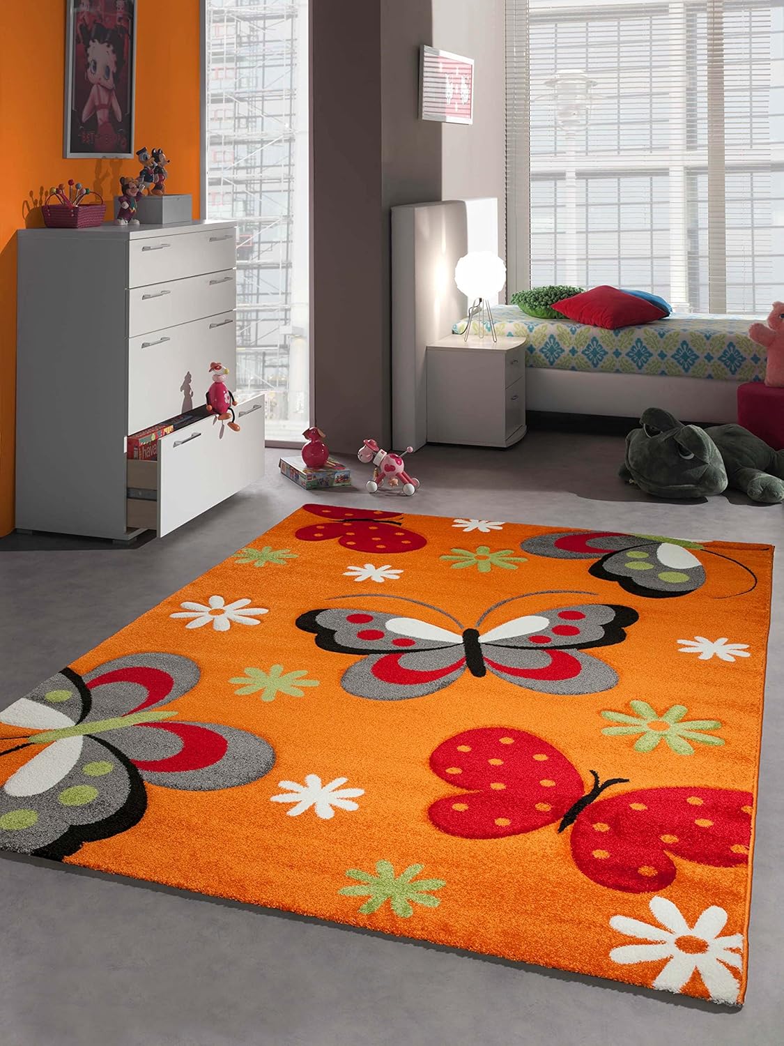 CARPETIA KINDERTEPPICH MÄDCHEN Schmetterling ORANGE Größe 120x170 cm: Amazon.de: Küche & Haushalt
