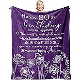 Xutapy 80th Birthday Gifts for Women Blanket 60’’x50’’, Happy 1946 80th Birthday Decorations, 80 Year Old Woman Birthday Present, Turning 80