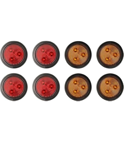 2.5 Inch Round 6 LED Amber Light Truck Trailer Side Marker Clearance Kit- Qty2