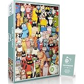 Whimsical Cat Jigsaw Puzzles for Adults, 520 Piece, Hand-Drawn Art | Precision-Cut, Snug Fit, Anti-Glare Finish, Dust Free. Poster, Postcard &amp; Bag Included. Gift-Ready. 15"x21"
