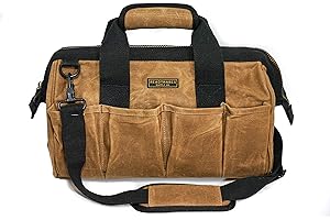 Readywares Tool Bag, Heavy Duty Waxed Canvas Bag for Gear, Tools, Supplies and Equipment (15", Tan)