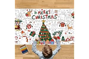 TBSONE Christmas Coloring Tablecloth for Kids ‒ 72×30 Inch Giant DIY Paper Table Cover, Xmas Party Activity & Craft Decorations