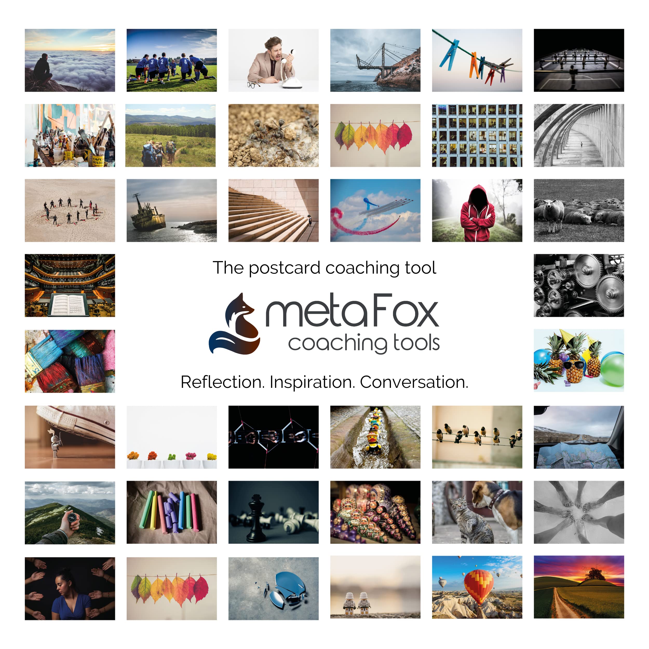 metaFox | Growing Together Postcards Pack | 52 Cards for Coaching & Team building