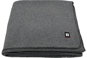 EKTOS 90% Wool Blanket, 90" x 66", Camping Blanket, Wool Blanket Military Surplus (Grey)
