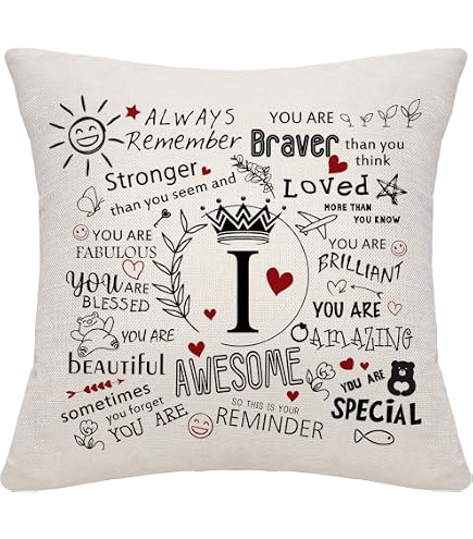 COVOME Initial Letter R Monogram Linen Pillow Cover – Two-Side Printed Boho Decorative Sham - View #8