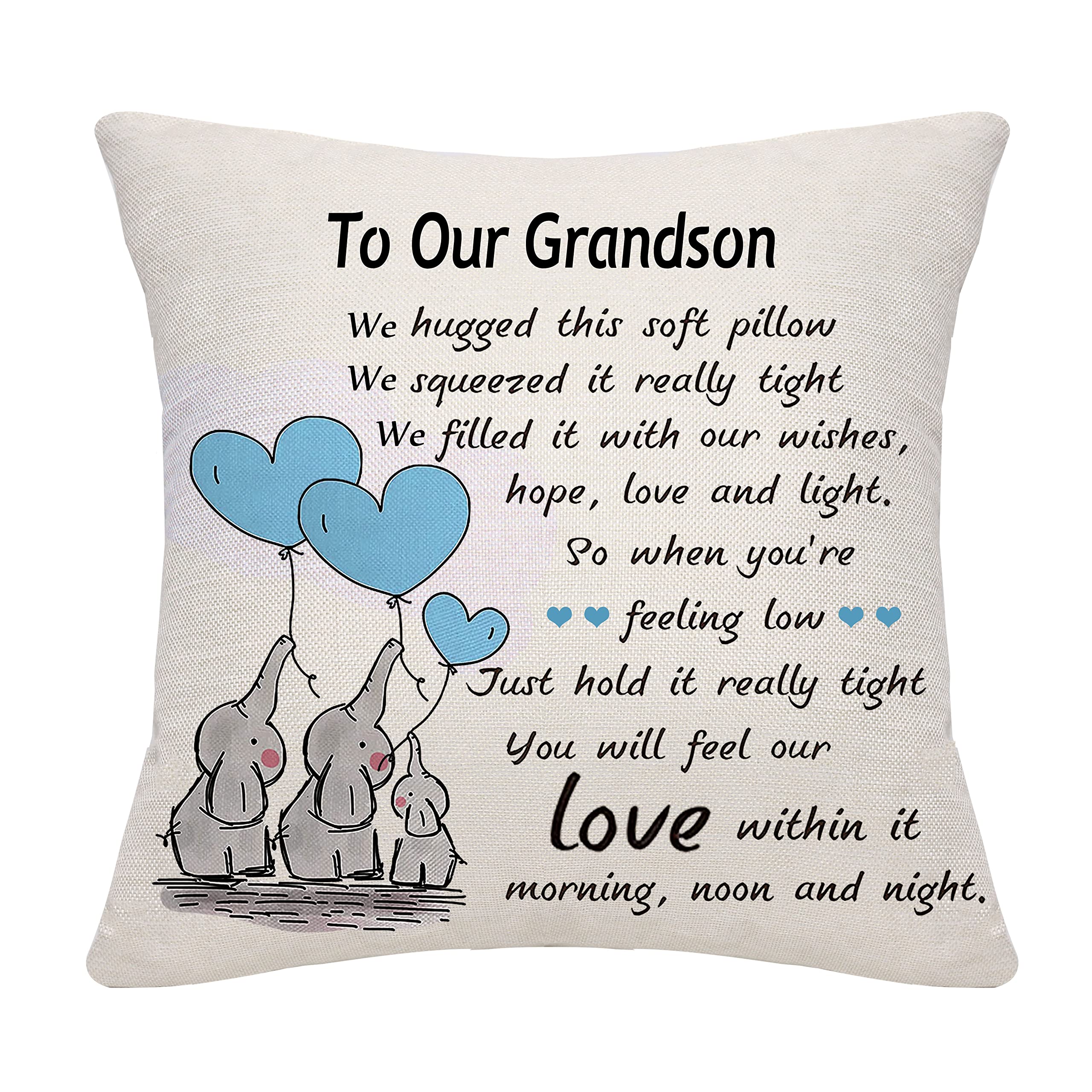 Bommex Grandson Cushion Cover Throw Pillow Cover Cushion Case from Grandparents Grandson Gifts from Grandma Grandad Thanksgiving (our grandson)