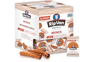 Rip Van Wafels Snickerdoodle Mini Stroopwafels - Low Carb Snacks (3g Net Carbs) - Non GMO Snack - Keto Friendly - Office Snacks - Low Calorie Snack (37 Calories) - Low Sugar (1g) - 32 Pack