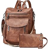 Shrrie Backpack Purse for Women Fashion Leather Backpack Purse Designer Travel Backpack Convertible Shoulder Bag with Wristlet