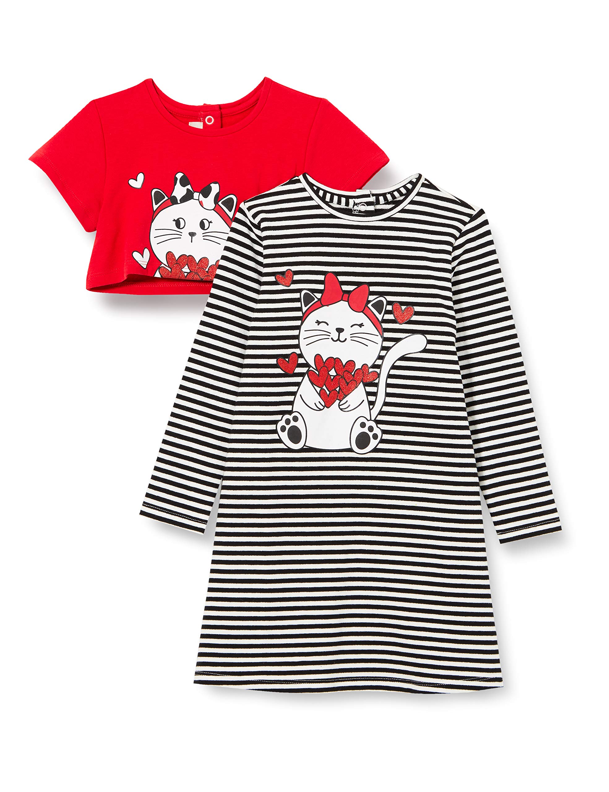 Chicco Baby Girls' Abito Manica Lunga Dress, Rosso E Nero, 62