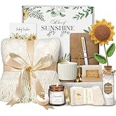 Valentines Day Gifts for Women, Best Friend Birthday Gifts, Get Well Soon Self Care Package Box, Sending Sunshine Sunflower Basket, Thinking of You Inspirational Gift for Mom Her Sister Wife