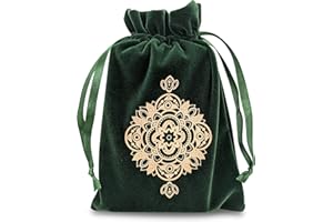 Miriyan Spiritual Mandala Tarot & Dice Bag I Velvet & Satin Drawstring Pouch Ideal Size for Tarot & Oracle Cards, DND, D&D, Dungeons and Dragons Accessories, Runes & Jewelry I Travel Gift Bag (Green)