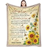 NORGOPRON Valentines Day Sisters Birthday Gifts Blanket, Birthday Gifts for Sisters from Sister, Best Big Sister Graduation Retirement Present Throw Blanket 60"X50"