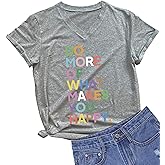MIMOORN Womens Fun Happy Graphic Tees Summer Cute Letter Printed T-Shirts