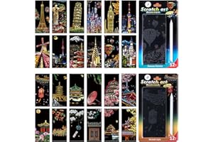 PAITUEND Scratch Rainbow Painting Art Paper Scratch Art Bookmarks Set for Adults&Kids Scratch Painting DIY Creative Gift 6.2''x2.8''(24Pcs)