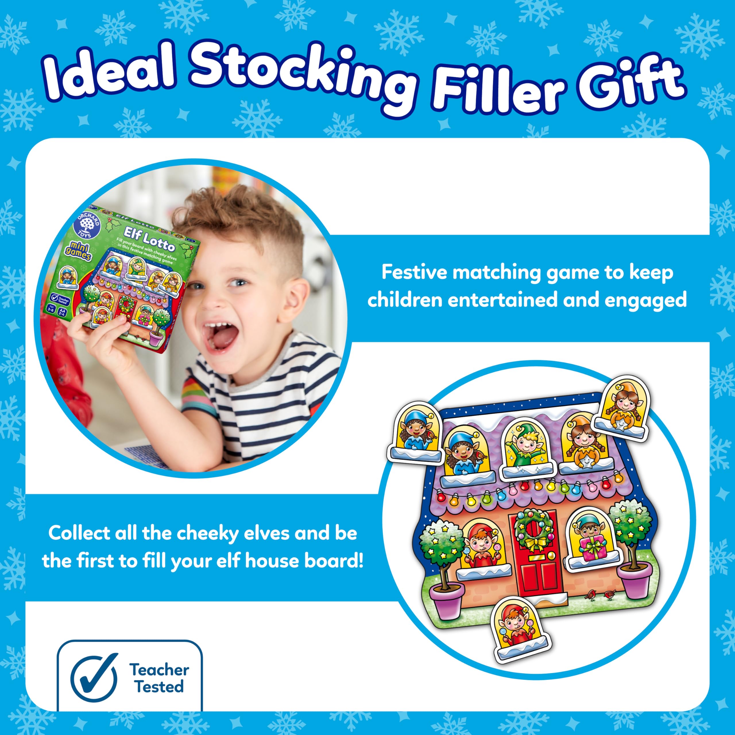 Orchard Toys Elf Lotto Mini Game, Small and Compact, Travel Game, Fun Festive Game For Ages 3-6, Educational Game Toy