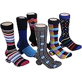 Marino Mens Dress Socks - Fun Colorful Socks for Men - Cotton Funky Socks - 6 Pack