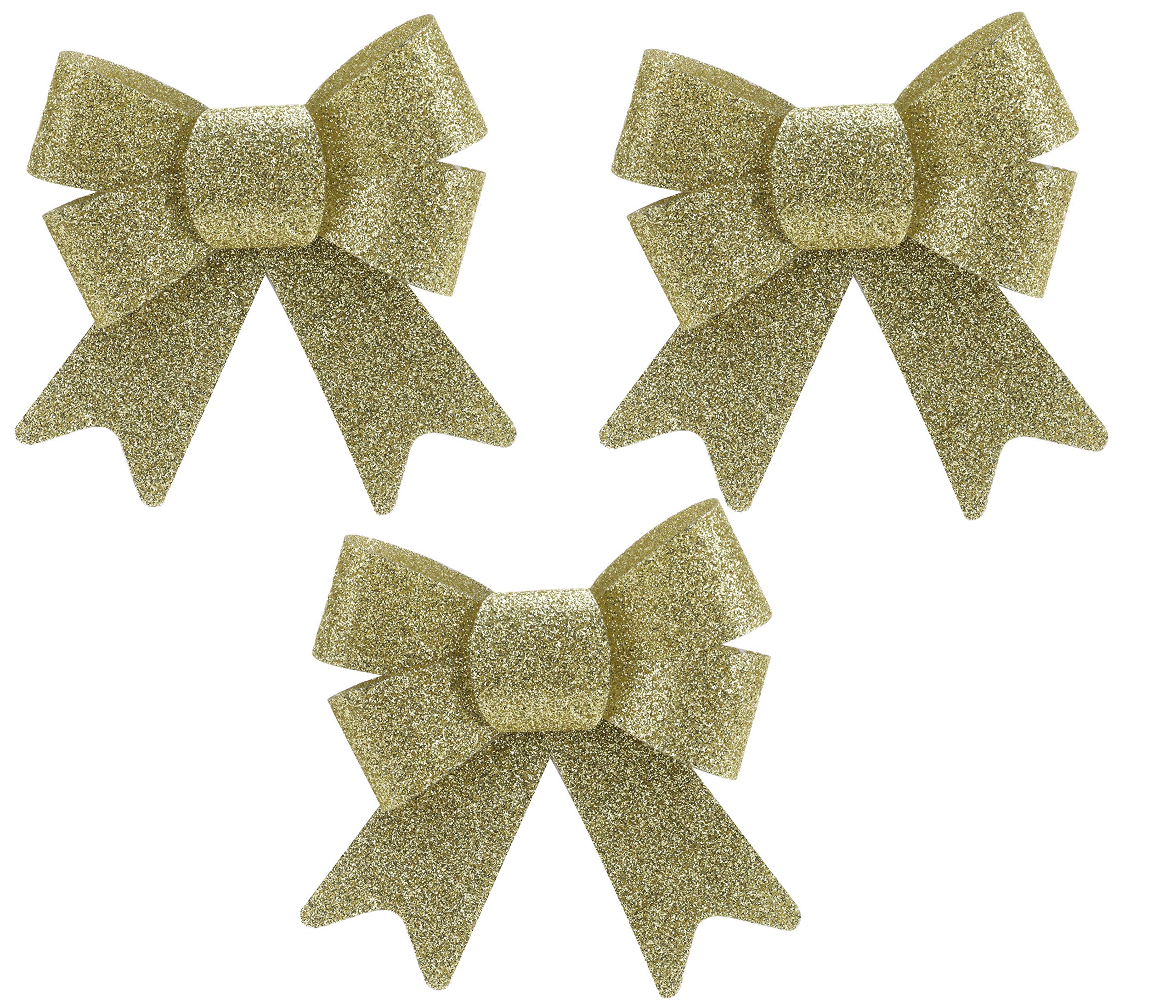 Christmas Concepts® Pack Of 3-10cm Luxury Christmas Bows - Christmas Accessories - Tree Decorations (Gold Glitter)