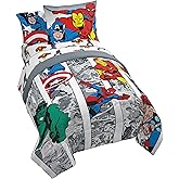 Jay Franco Marvel Avengers Comic Cool 7 Piece Full Bed Set - Includes Comforter & Sheet Set - Bedding Features Captain America, Spiderman, Iron Man, Hulk, & Thor - Super Soft
