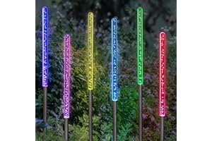 Exhart Garden Solar Lights, Set of 6 Decorative Bubble Garden Stakes, LED Color Changing Connected Posts, Outdoor Garden and Yard Decoration, 79 x 3.5 x 23 Inch