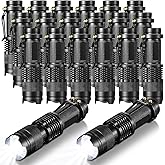Fumete 20 Pieces LED Flashlight Mini 3 Mode Tactical Torch Small Water Resistant Pocket Flash Light Adjustable Focus Light Pen for Men, Father, Indoor Outdoor Hiking(Black)