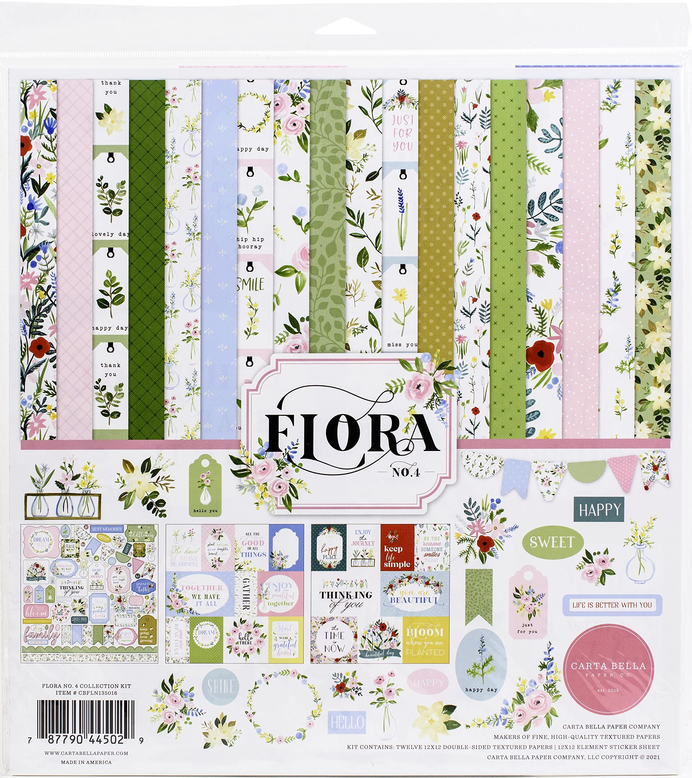 Echo Park Paper, Paper, Flora No.4 Collection Kit, 12-x-12-Inch