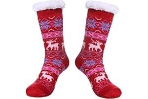 SDBING Slipper Socks for Women with Grippers, Winter Warm Fuzzy Indoor Christmas Gifts Socks