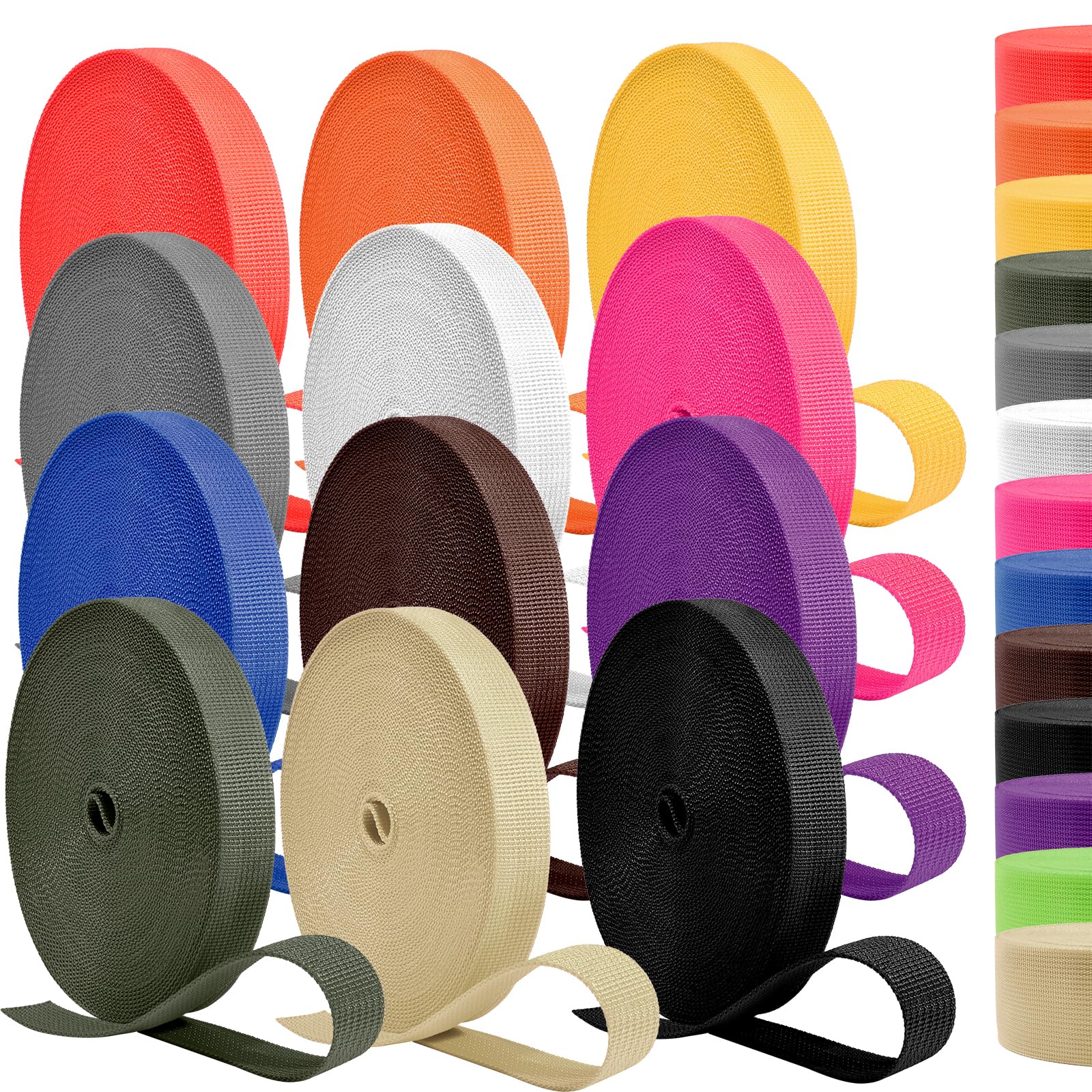 Photo 1 of 60 Yards Nylon Webbing 1" Webbing 12 Rolls Webbing Strap for Indoor or Outdoor Gear, DIY Crafting, Repairing,12 Colors