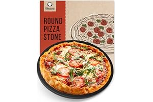Chef Pomodoro Round Pizza Stone for Oven and Grill, Best Baking Stone for Ovens and Grills, Pizza Baking Stone for Pizza and Bread Baking, Durable (15 inch)