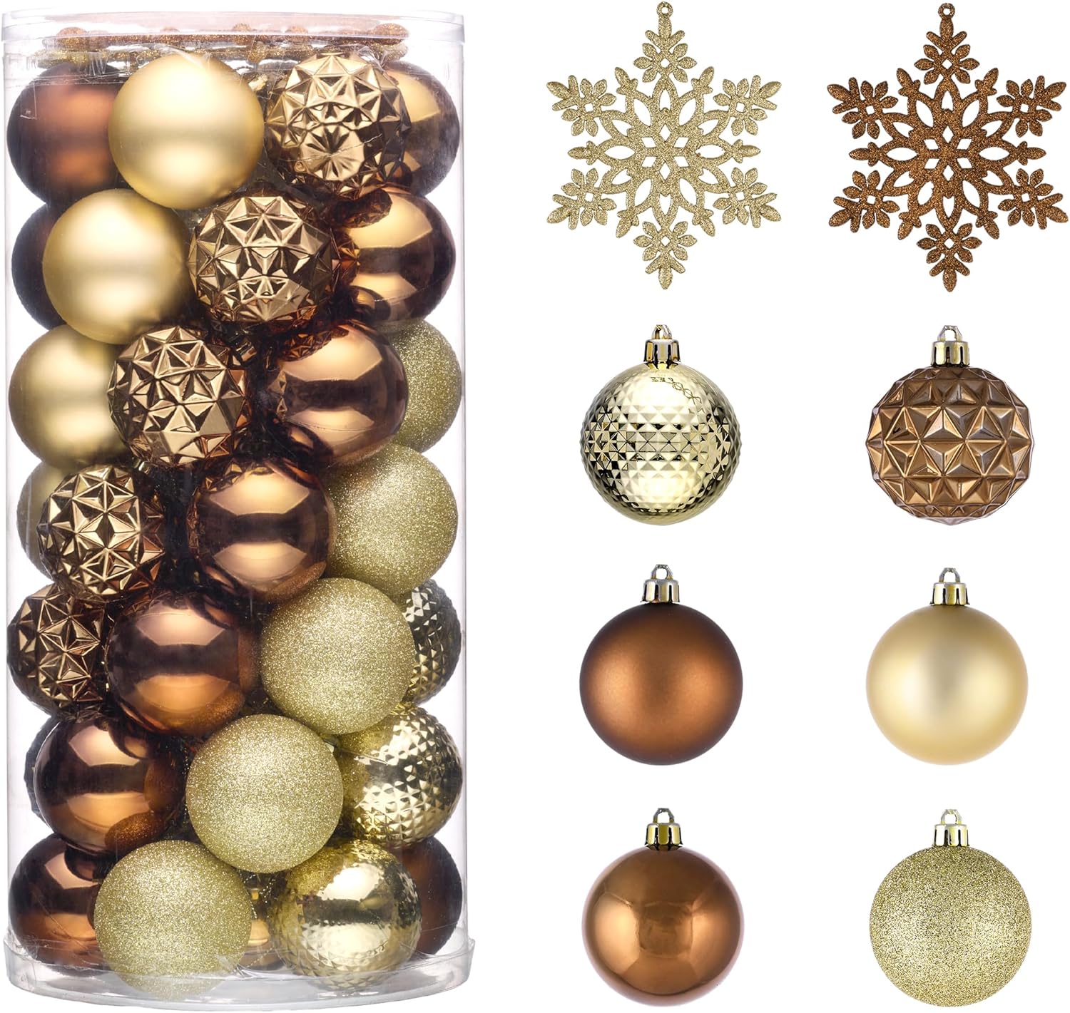 Ornaments - Valery Madelyn Christmas Tree Decorations Set, 50ct Bronze Copper and Gold Shatterproof Christmas Ball Ornaments Bulk, 2.36 Inches Hanging Ornaments for Christmas Trees Xmas Holiday Decor