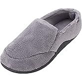 isotoner Men's Microterry Memory Foam Indoor/Outdoor Slip-On Slippers, Grey, 13-14