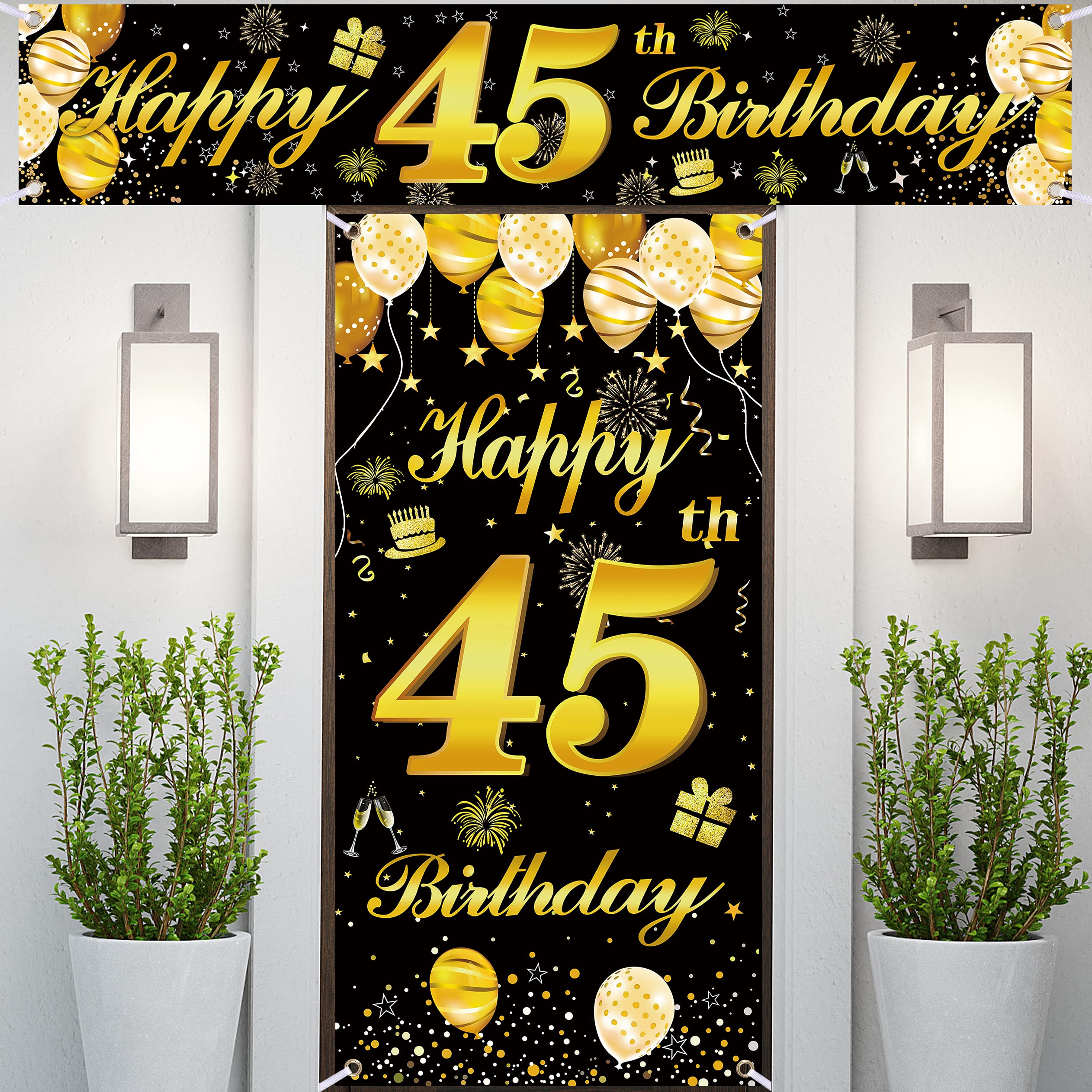 45th Happy Birthday Door Banner IMISI Birthday Decorations Birthday Backdrop Decorations for a Party