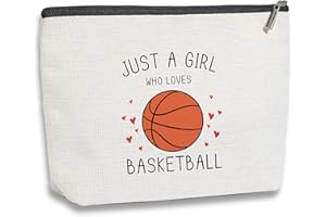 KDXPBPZ Basketball Gifts, Basketball Gifts for Girls, Basketball Stuff, Gift for Bestie Sister Daughter Girls Sister Friend Women, basketball Decor, Travel Toiletry Makeup Zipper Pouch Just a Girl Who Loves