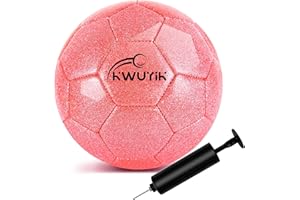 OKWUYiK Size 3 4 5 Glitter Pink Gold Purple Soccer Ball Set with Pump Youth Soccer Ball for Kids Aged 4-6 6-8 8-12 Toddler Soccer Ball Soft Training Ball Practice for Teens Children Adults Boys Girls