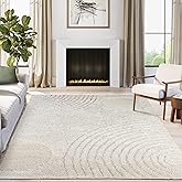 Abani Glenn Collection Shag Ivory Area Rug - 5' x 8' - Swirl Design, Non-Shedding - Easy to Clean, Durable for Living Rooms, 