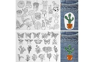 ZMAAGG Water Soluble Stabilizer for Embroidery, Embroidery Stabilizers, Embroidery Patterns, Stick and Stitch Embroidery Paper with Plants, Butterfly Patterns for Embroidery (Plants and Butterfly Series)