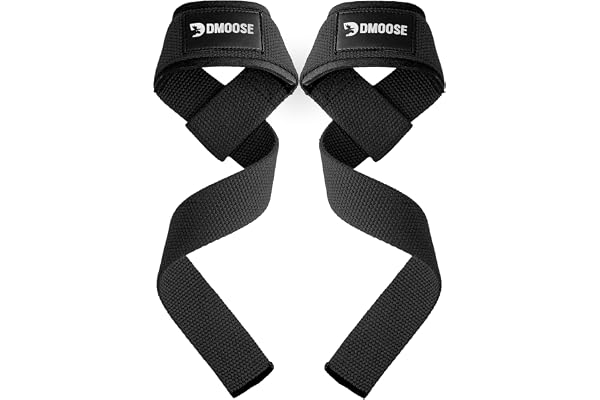 DMoose Fitness Lifting Straps - 4mm Neoprene Padded Wrist Straps for Weightlifting & Powerlifting - Cotton Lifting Strap with