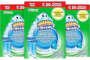 Scrubbing Bubbles Fresh Gel Toilet Bowl Cleaning Stamps Refills, Helps Keep Toilet Clean and Helps Prevent Limescale & Rings, Citrus Scent, 12 Stamps (Pack of 3)