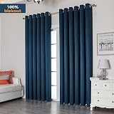 Krismile 100% Blackout Curtains Blue 2 Panels Thermal Insulated 46x54 view 2