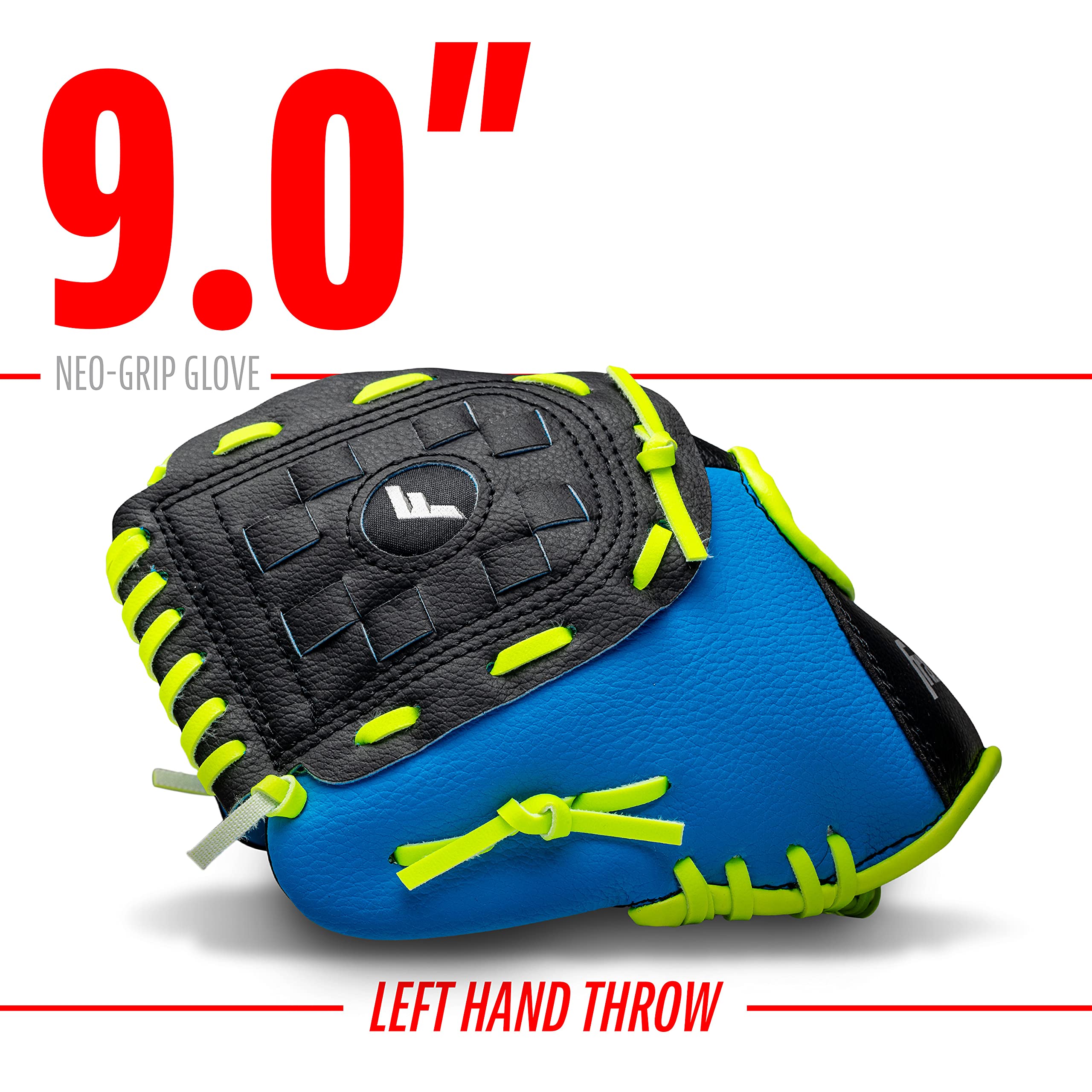 Franklin Sports Youth Teeball Glove - 9.0 Inch Neo-Grip Synthetic Leather Fielding Glove - Left & Right Handed Ready To Play with Ball