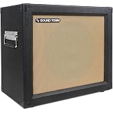 Sound Town 1 x 12 65W Open-Back Guitar Speaker Cabinet, Birch Plywood, Black Tolex, Wheat Cloth Grille (GUC112OBBK)
