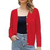 Women's V-Neck Long Sleeve Button Down Lightweight Sweater Soft Knit Cardigan